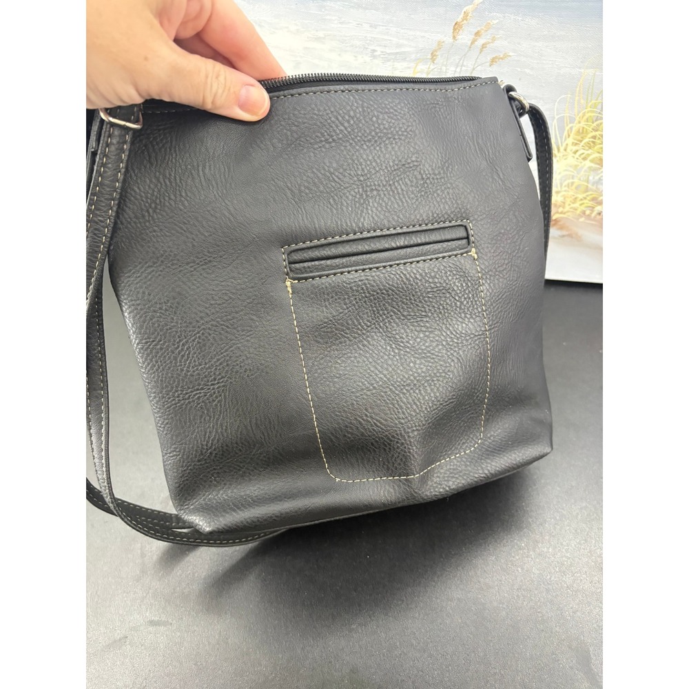 MultiSac Black Pebbled Crossbody Bag Multi Pocket Shoulder Purse Adjustable - Picture 6 of 10